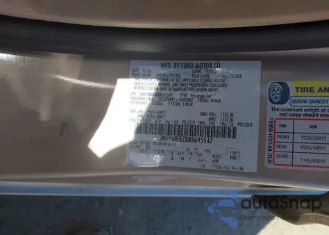 2008 Mercury Milan I4 Premier из США, поврежденный, VIN 3MEHM08Z88R645547